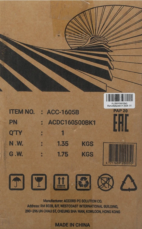 Корпус Accord ACC-1605B без БП черный