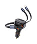 Автомобильное зарядное Baseus Enjoyment Pro U+Retractable C 60W Cluster Black (C00057802111-02)