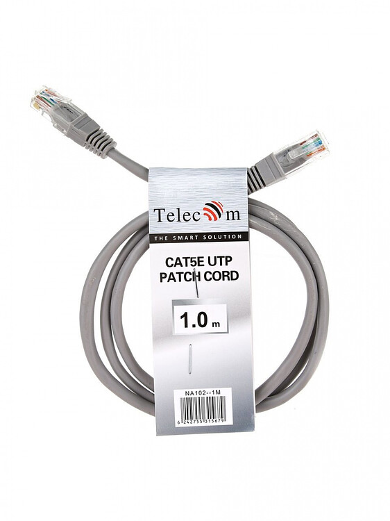 Патч-корд Telecom Patch UTP Cat5E 1 m NA102--1M Grey
