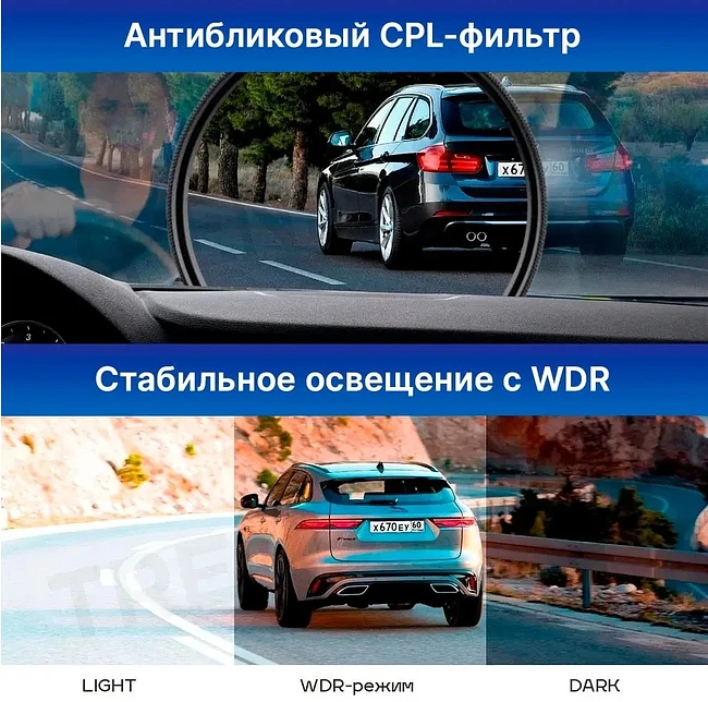 Автомобильный видеорегистратор TrendVision TDR-725 Real 4K 2CH черный