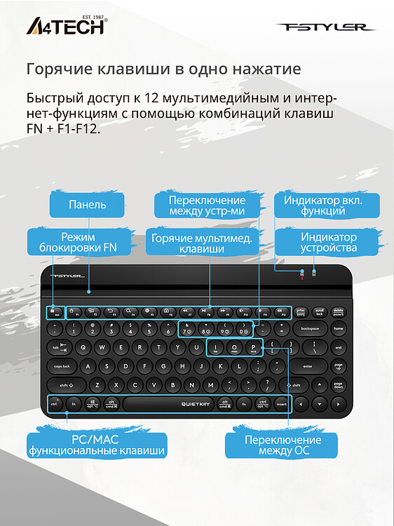 Клавиатура A4Tech Fstyler FBK30 черный