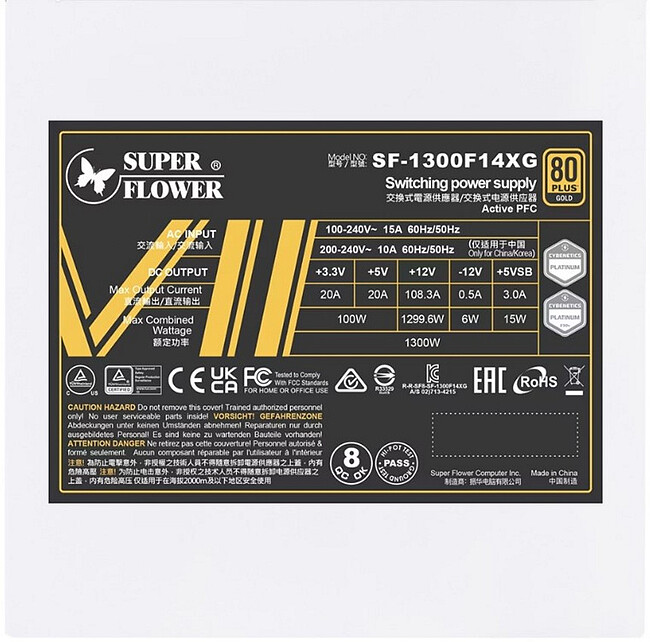 Блок питания Super Flower Leadex VII XG 1300W ATX 3.0 White (SF-1300F14XG)
