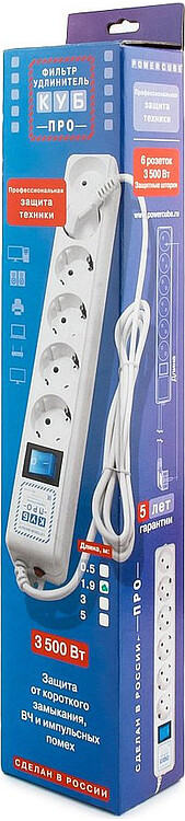 Сетевой фильтр Power Cube SPL(5+1)-16B-P-1,9M White