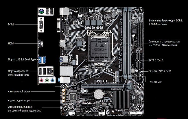 Материнская плата GigaByte H410M H