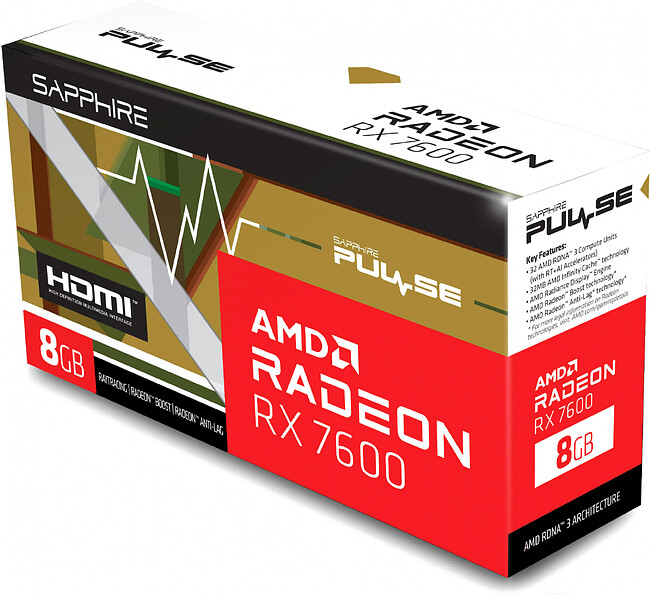 Видеокарта Sapphire Radeon RX 7600 Pulse 8G GDDR6 RTL (11324-01-20G)