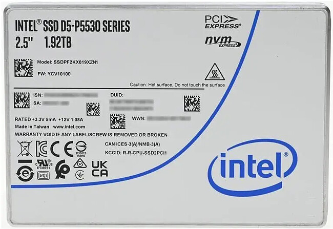 SSD диск Intel D5-P5530 1.92Tb (SSDPF2KX019XZN1)