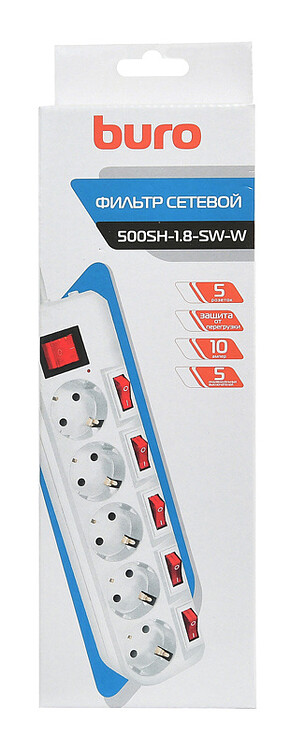 Сетевой фильтр Buro 500SH-1.8-SW-W