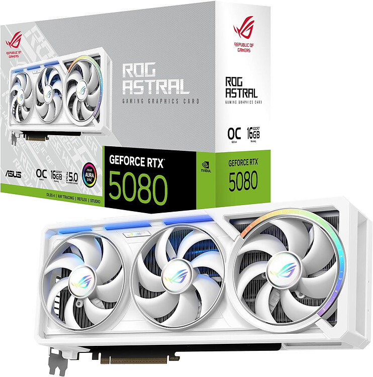 Видеокарта ASUS ROG Astral GeForce RTX 5080 OC 16GB GDDR7 White ROG-ASTRAL-RTX5080-O16G-WHITE (90YV0LV4-M0NA00)