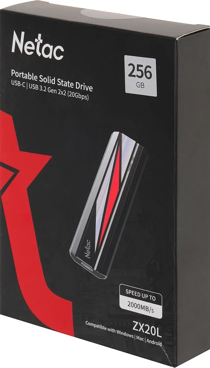 Внешний накопитель Netac ZX20L 256GB черный (NT01ZX20L-256G-32BK)