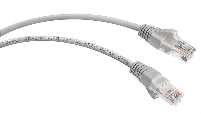 Патч-корд Cabeus PC-UTP-RJ45-Cat.6a-0.5m-LSZH  серый