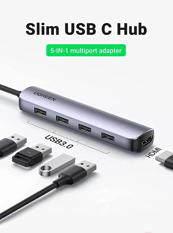 USB-хаб Ugreen CM417-20197 Space Gray (20197)