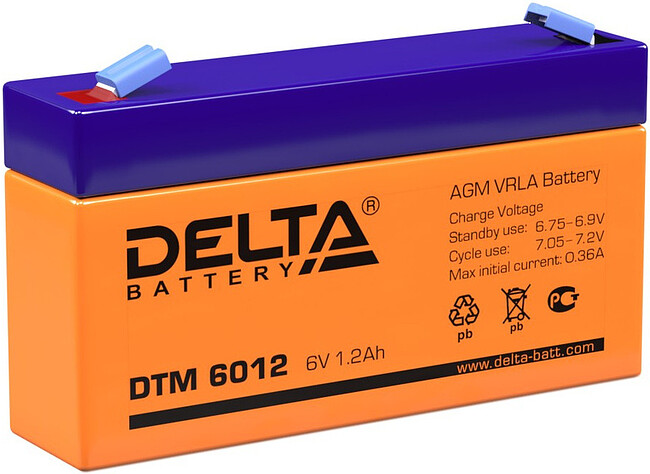 Аккумулятор для ИБП Delta 6V/1.2Ah (DTM 6012) Аккумулятор для ИБП Delta 6V/1.2Ah (DTM 6012)