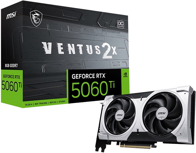 Видеокарта MSI GeForce RTX 5060 Ti Ventus 2X OC Plus 8GB GDDR7 (602-V536-07S)