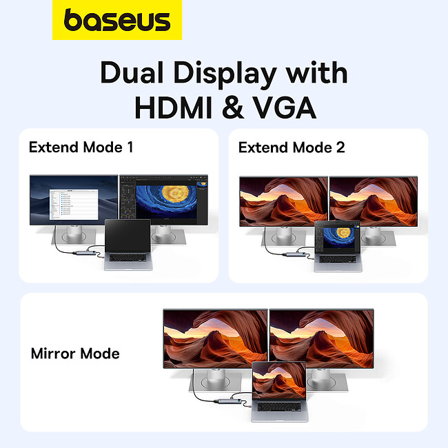 Док-станция Baseus Metal Gleam Series 11-Port HUB Space Grey (B00030709811-00)