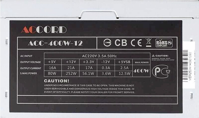 Блок питания Accord ACC-400-12