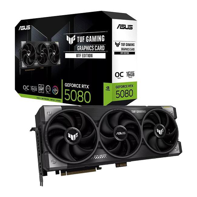 Видеокарта ASUS RTX5080 TUF Gaming BTF OC 16GB GDDR7 TUF-RTX5080-O16G-BTF-GAMING (90YV0PU0-M0NA00)