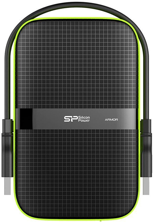Внешний накопитель Silicon-Power Armor A60 2ТB черный/зеленый (SP020TBPHDA60S3K)