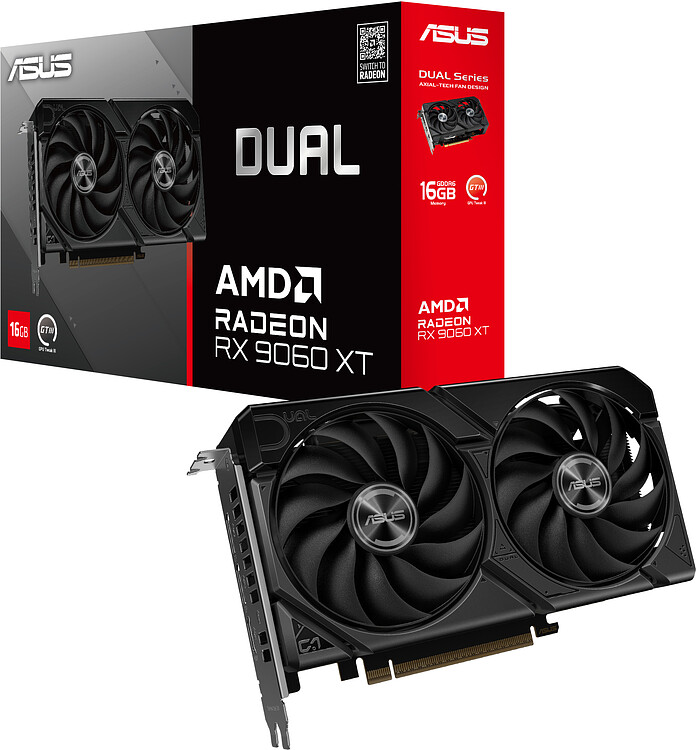 Видеокарта Asus Radeon RX 9060XT 16GB GDDR6 DUAL-RX9060XT-16G (90YV0LG2-M0NA00)