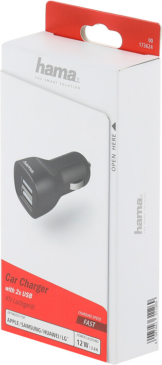 Автомобильное зарядное Hama H-1401660 черный (00173624)