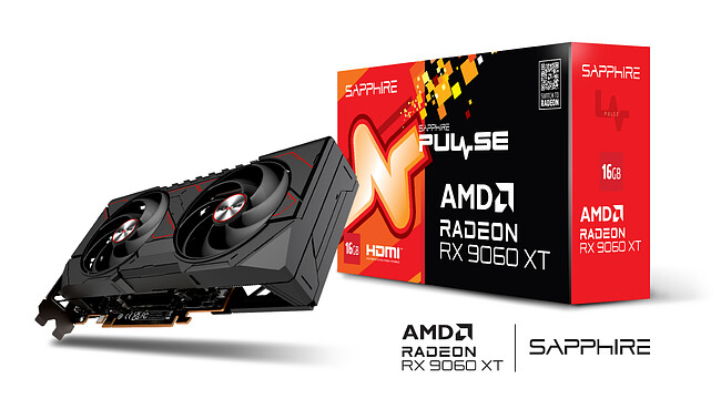 Видеокарта Sapphire Pulse AMD Radeon RX 9060 XT Gaming OC Dual 16Gb GDDR6  (11350-03-20G)