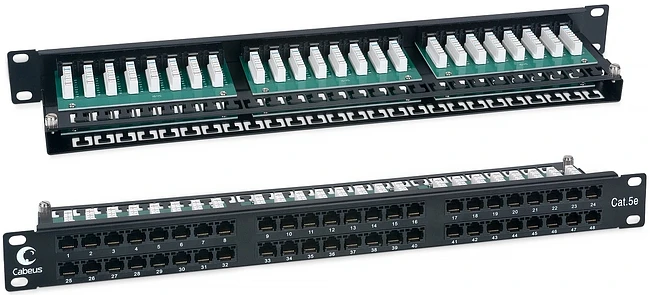 Патч-панель Cabeus PLHD-48-Cat.5e-Dual