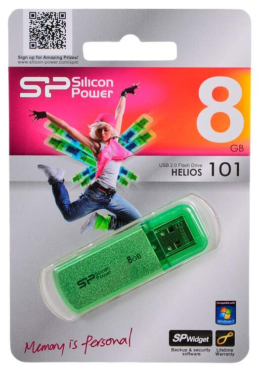 USB Flash-накопитель Silicon-Power Helios 101 8Gb Green (SP008GBUF2101V1N)