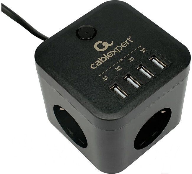 Сетевой фильтр Cablexpert CUBE-3-U4-B-1.5