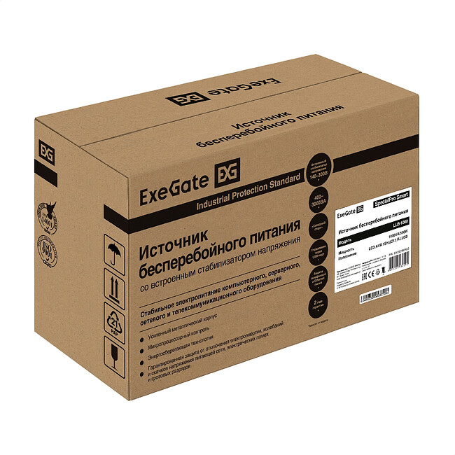 Источник бесперебойного питания ExeGate SpecialPro Smart LLB-1000.LCD.AVR.1SH.2C13.RJ.USB (EX292788RUS)