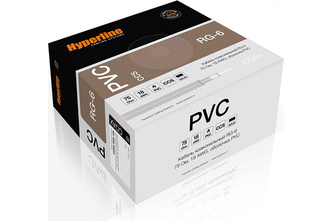 Кабель коаксиальный Hyperline COAX-RG6-100