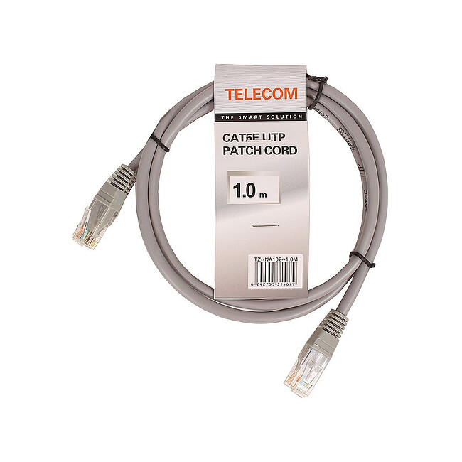 Патч-корд Telecom Patch UTP Cat5E 1 m NA102--1M Grey