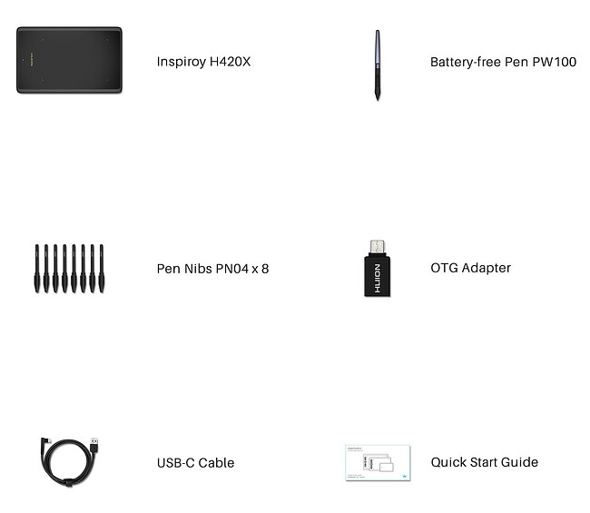 Графический планшет Huion Inspiroy черный (H420X)