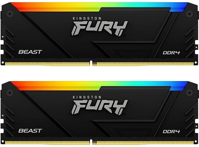 Оперативная память Kingston Fury Beast Black RGB XMP 32GB DDR4 (KF432C16BB12AK2/32)