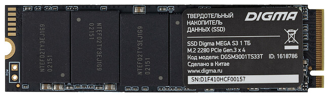 SSD диск Digma Mega S3 1TB (DGSM3001TS33T)