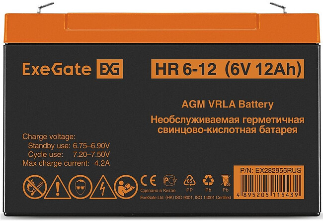 Аккумулятор для ИБП ExeGate HR 6-12 (EX282955RUS)