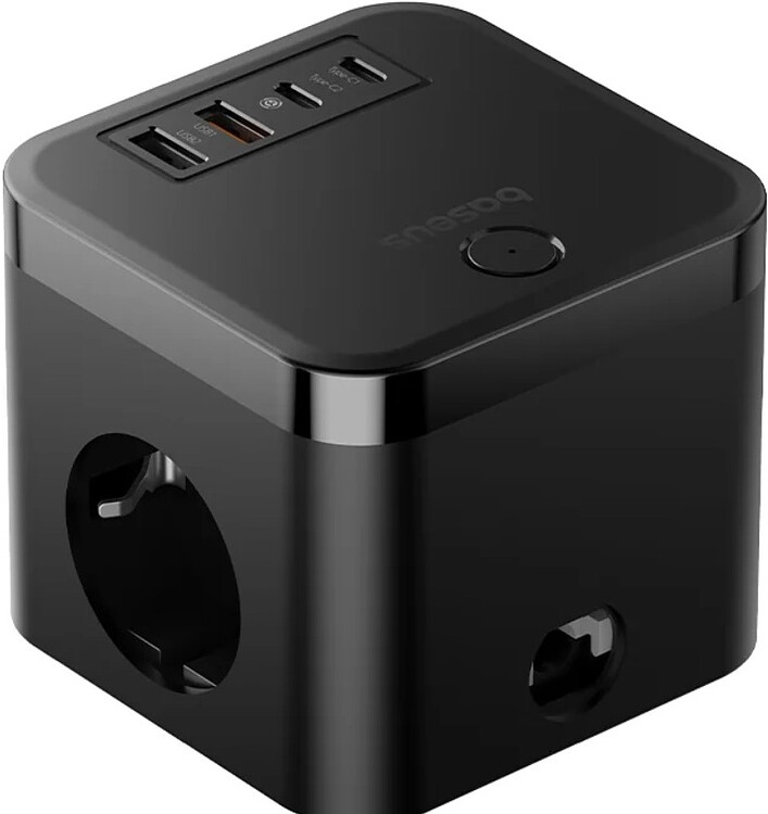 Удлинитель Baseus E00066400117-00 PowerCombo Cube Power Strip 3AC+2U+2C 30W 1.5m EU Cluster Black (BPS30-3E)
