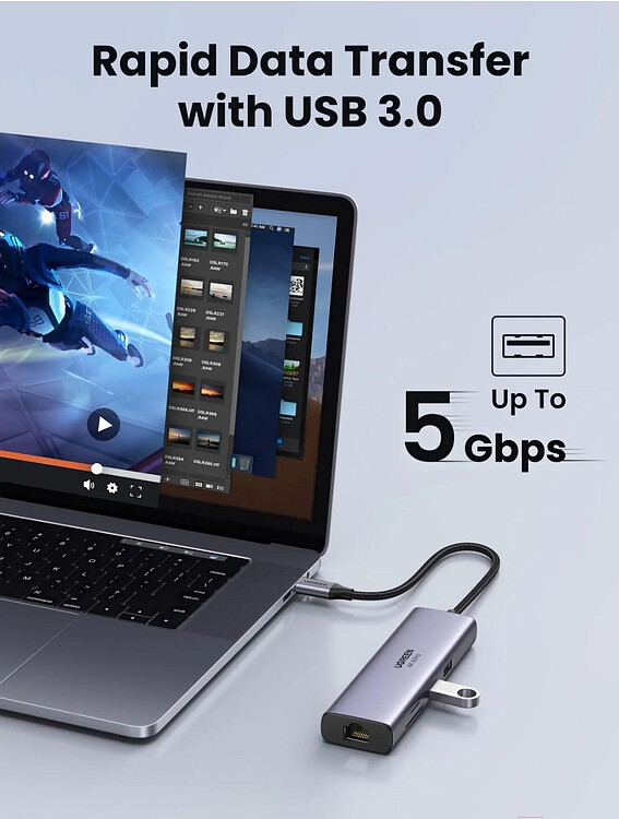USB-хаб Ugreen CM512-60515 Space Gray (60515)