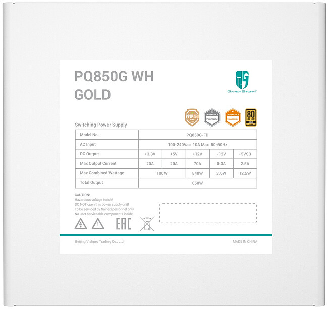 Блок питания DeepCool PQ850G WH ATX 850W (R-PQ850G-FD0W-WGEU-V1)