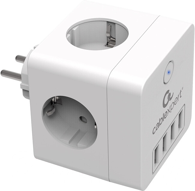 Сетевой фильтр Cablexpert CUBE-4-U4-W белый