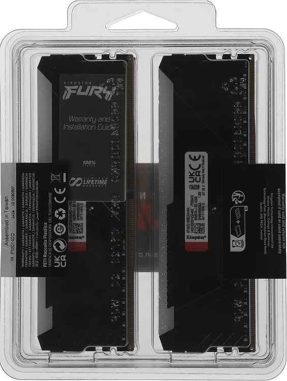 Оперативная память Kingston Fury Beast RGB 4x16GB DDR4 Black (KF432C16BB2AK4/64)