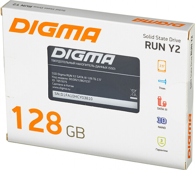SSD диск Digma Run Y2 128Gb (DGSR2128GY23T)