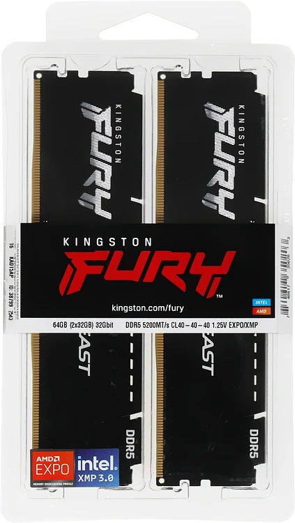 Оперативная память Kingston Fury Beast Black Expo 64GB DDR5 (KF552C40BB2K2-64)