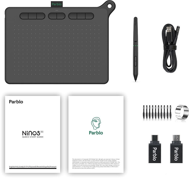 Графический планшет Parblo Ninos M Black