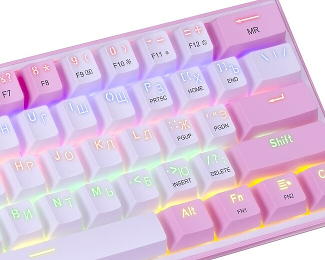 Клавиатура Redragon Fizz розовый/белый (70672)