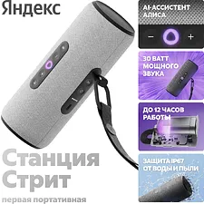 Умная колонка Яндекс Станция Стрит серый (YNDX-00030GRY)