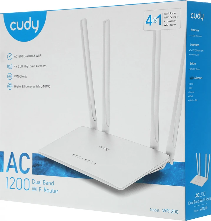 Роутер беспроводной Cudy AC1200 белый (WR1200)