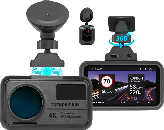 Автомобильный видеорегистратор TrendVision TDR-725 Real 4K черный