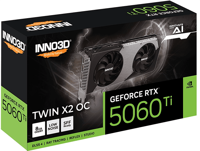 Видеокарта Inno3D RTX 5060 Ti Twin X2 OC 8Gb D7 (N506T2-08D7X-193075N)