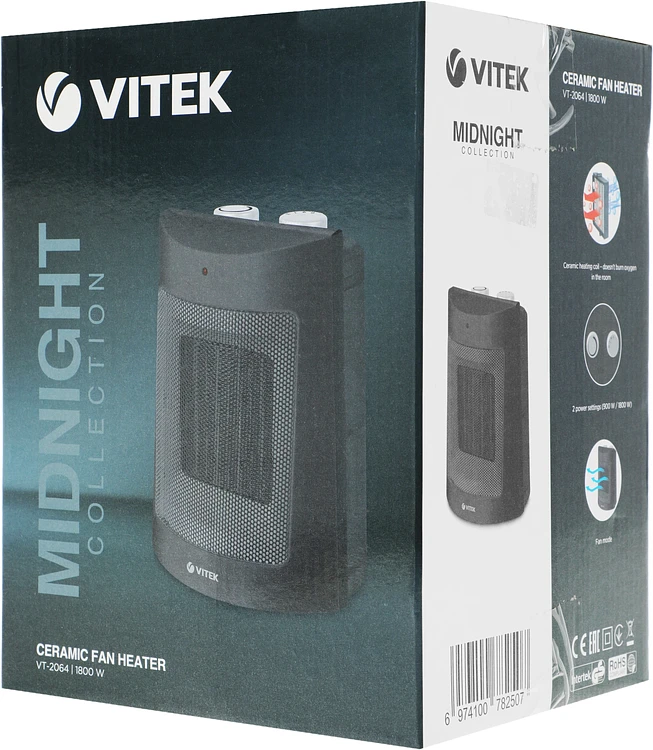 Тепловентилятор Vitek Midnight черный (VT-2064)