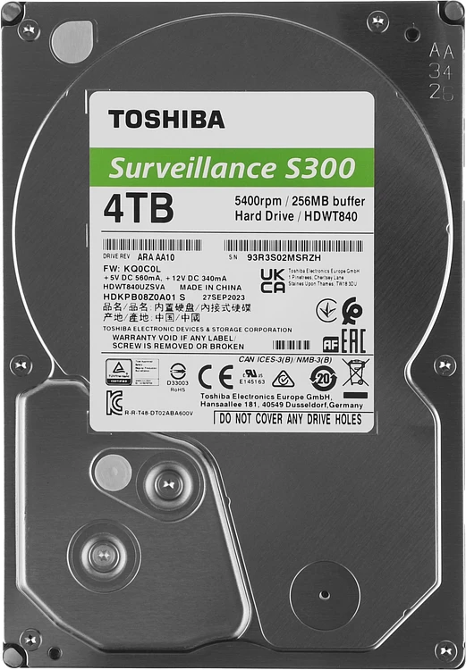 Жесткий диск Toshiba S300 4TB (HDWT840UZSVA)