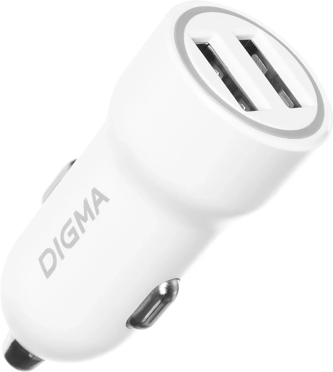 Автомобильное зарядное Digma DGC1С белый (DGC1C2LX22WH)